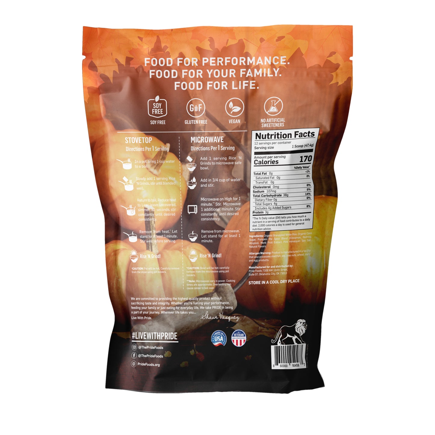 Rice 'N Grinds - Pumpkin Spice Back of Bag