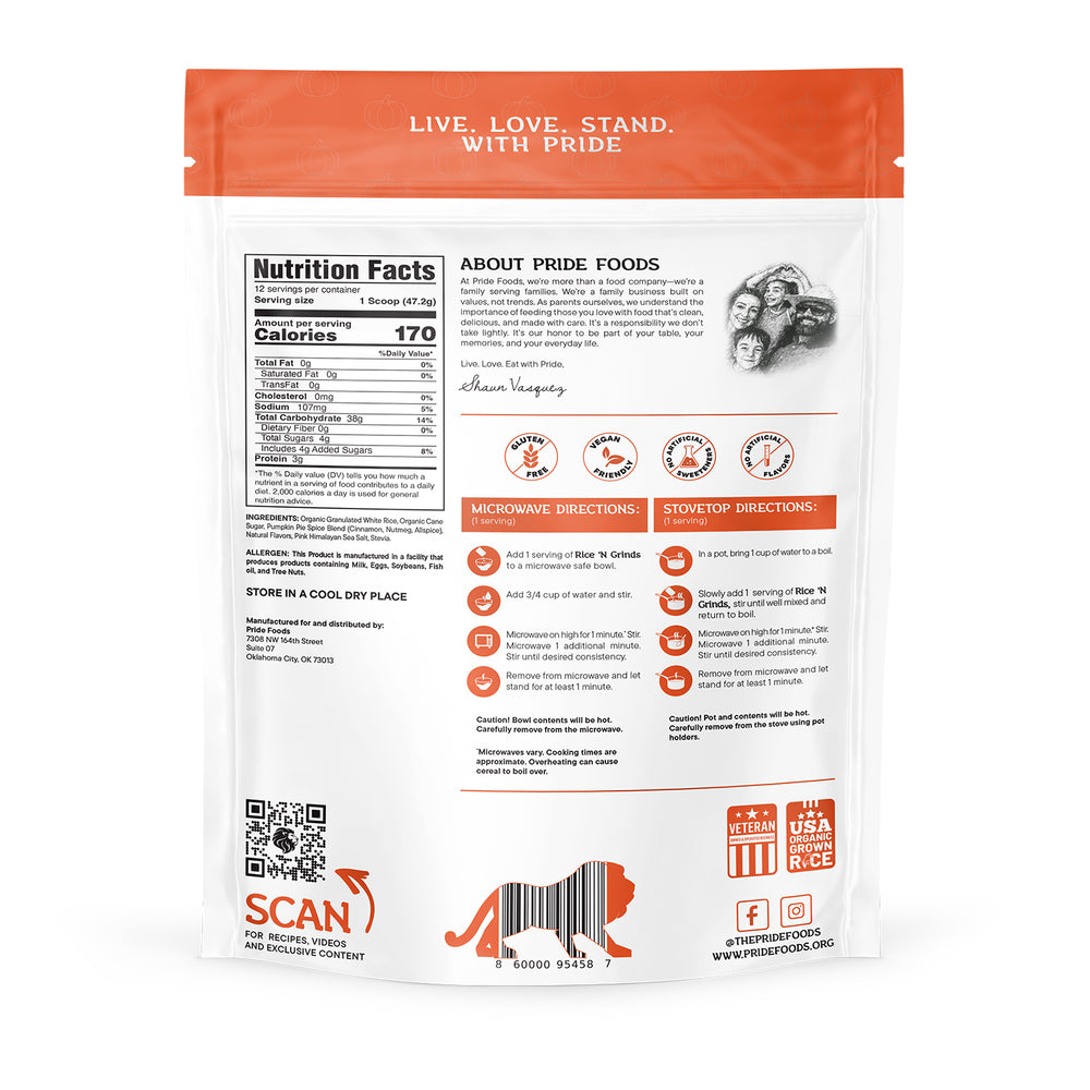 
                  
                    Rice 'N Grinds - Pumpkin Spice Back of Bag
                  
                